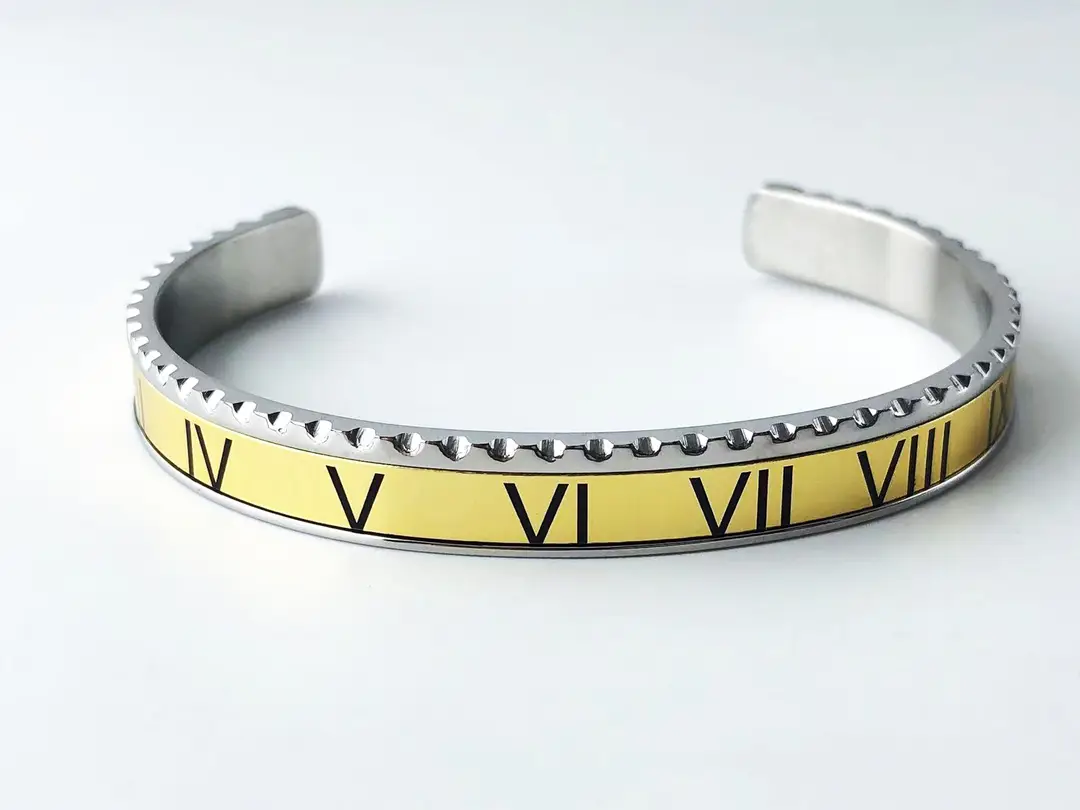 Adjustable C-Bracelets with Roman Numeral Design