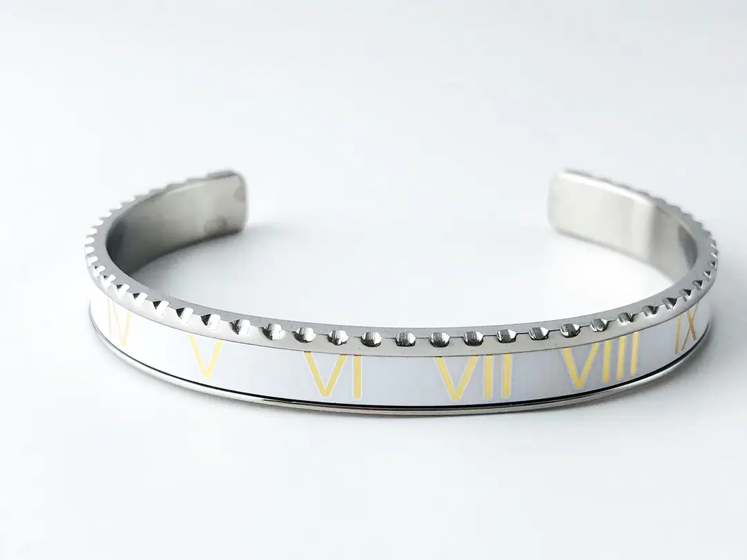 Adjustable C-Bracelets with Roman Numeral Design