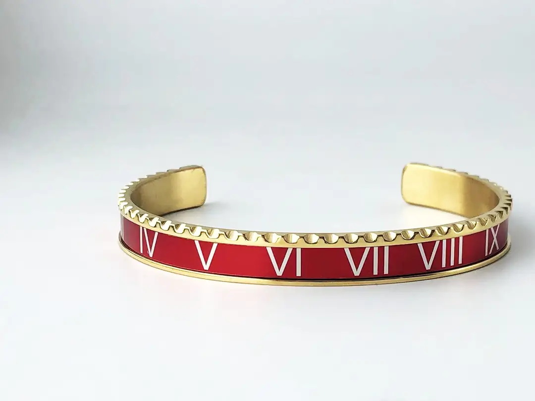Adjustable C-Bracelets with Roman Numeral Design