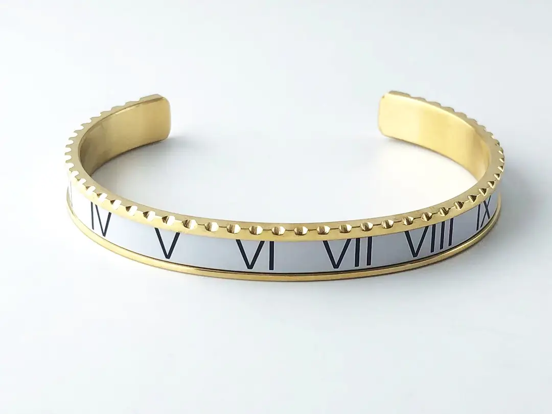 Adjustable C-Bracelets with Roman Numeral Design