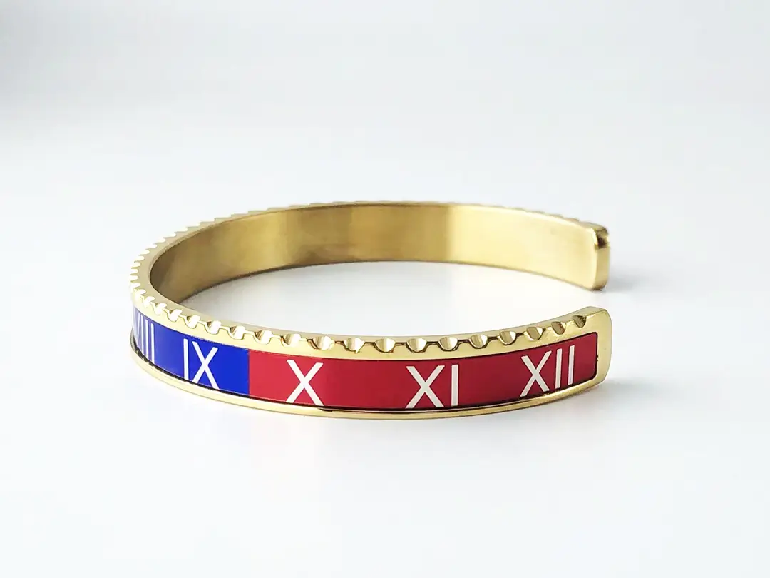 Adjustable C-Bracelets with Roman Numeral Design