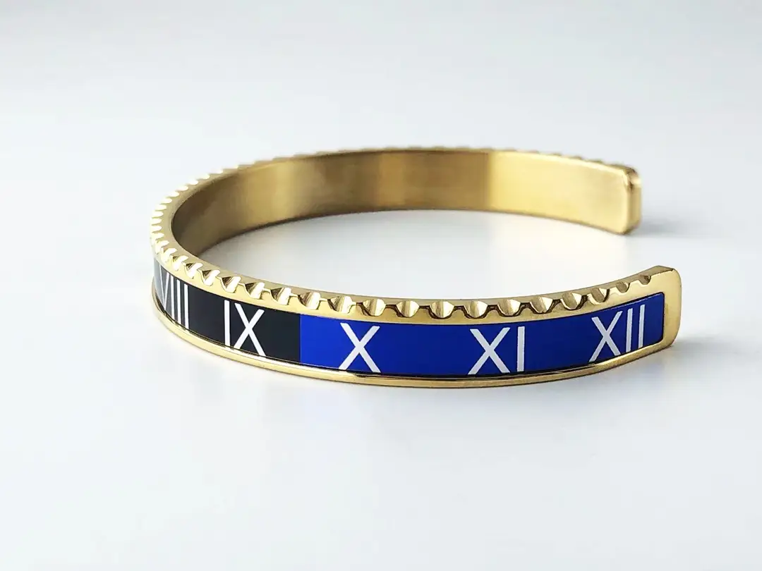Adjustable C-Bracelets with Roman Numeral Design