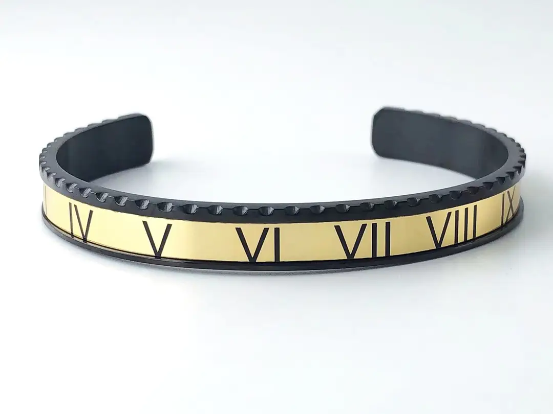 Adjustable C-Bracelets with Roman Numeral Design