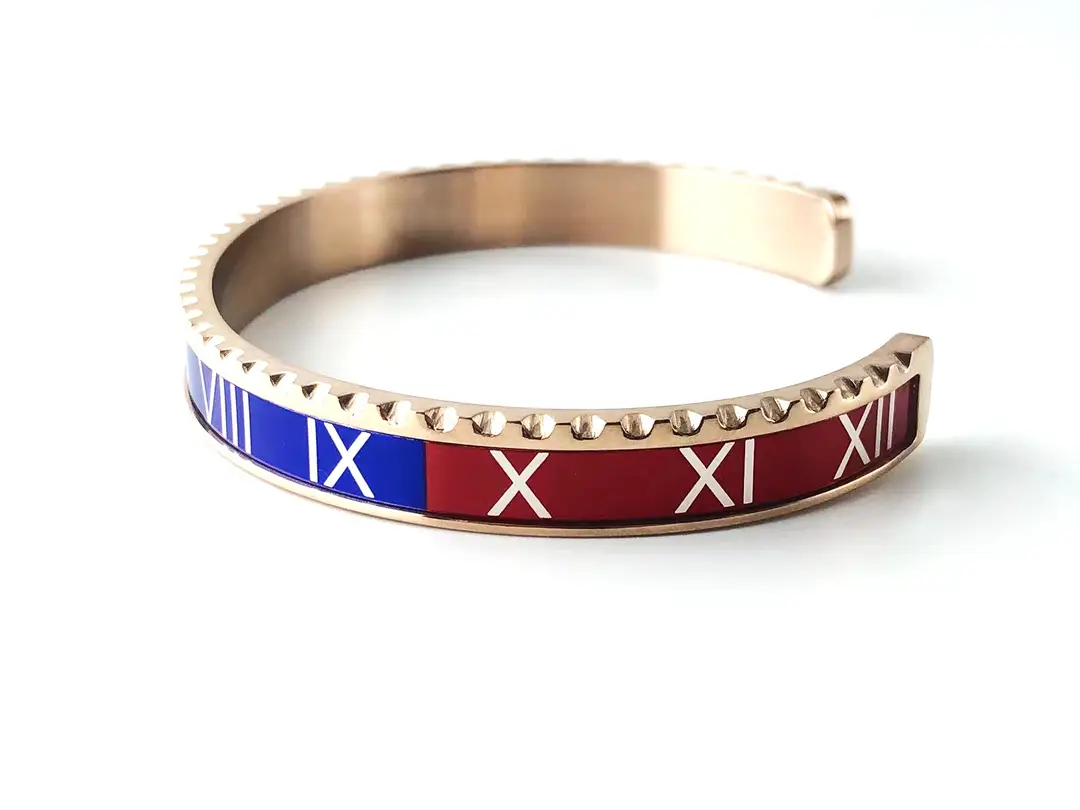 Adjustable C-Bracelets with Roman Numeral Design