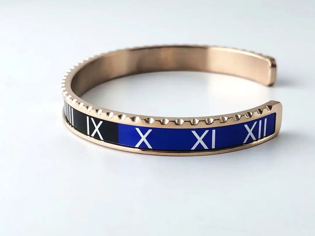 Adjustable C-Bracelets with Roman Numeral Design