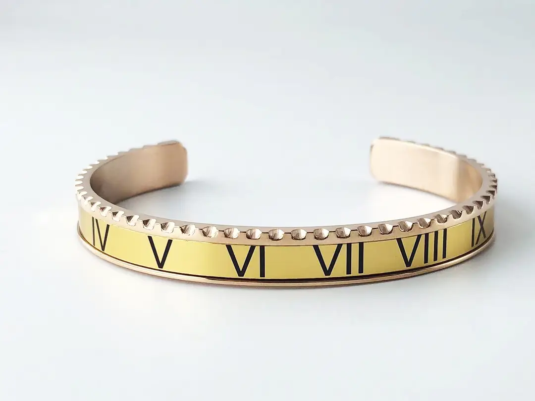 Adjustable C-Bracelets with Roman Numeral Design