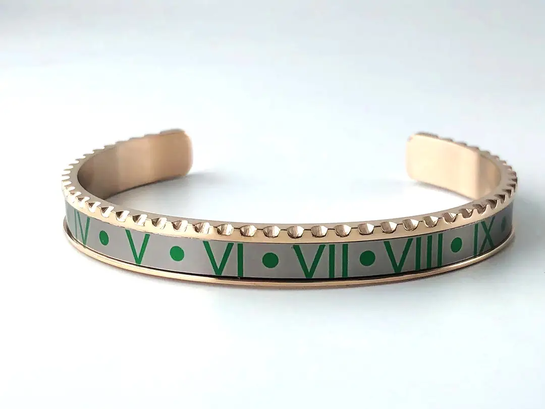 Adjustable C-Bracelets with Roman Numeral Design