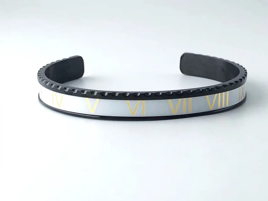 Adjustable C-Bracelets with Roman Numeral Design