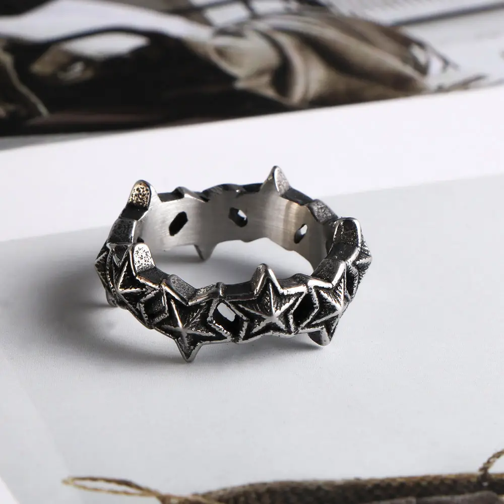 Stainless Steel Five Point Star Ring for Women
