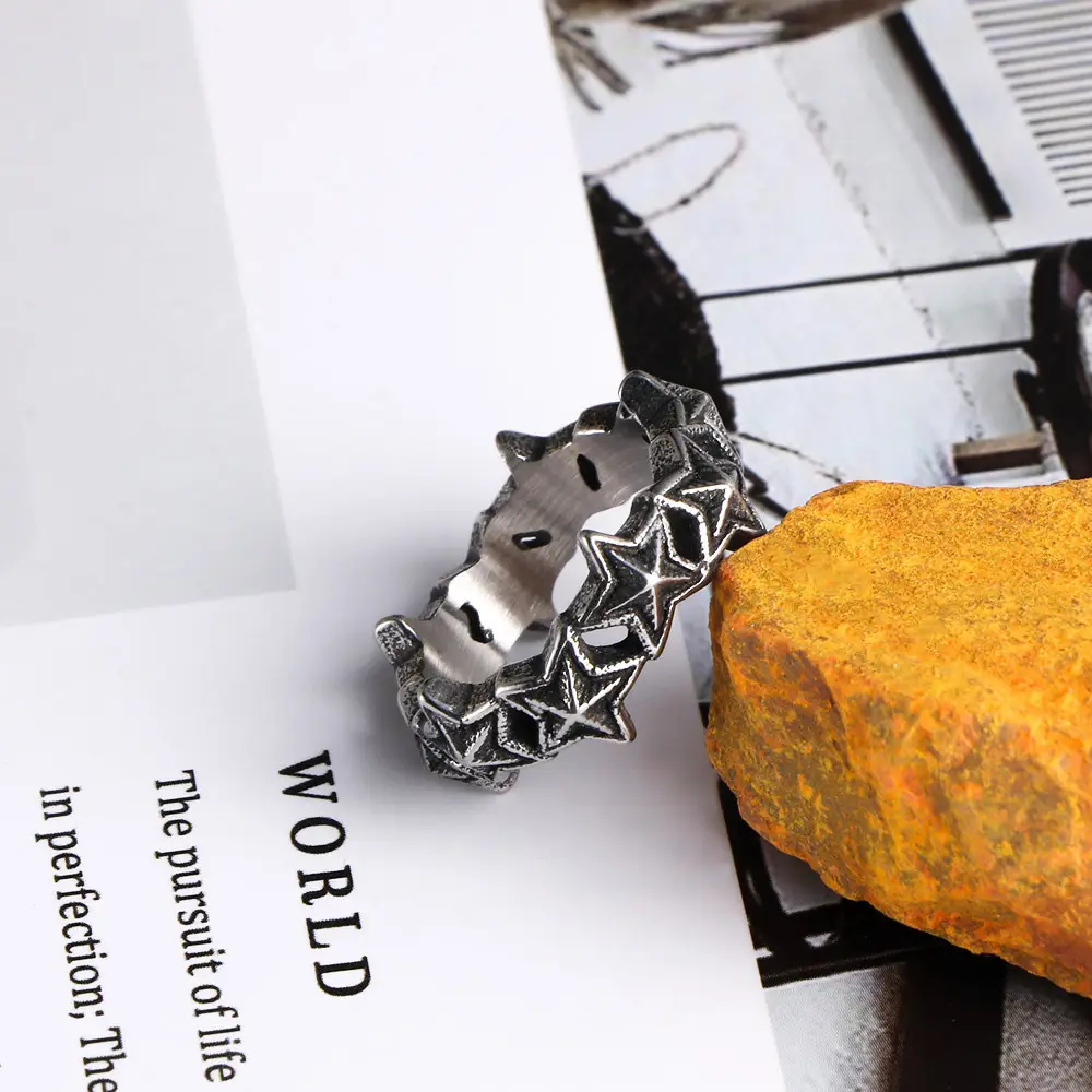 Stainless Steel Five Point Star Ring for Women