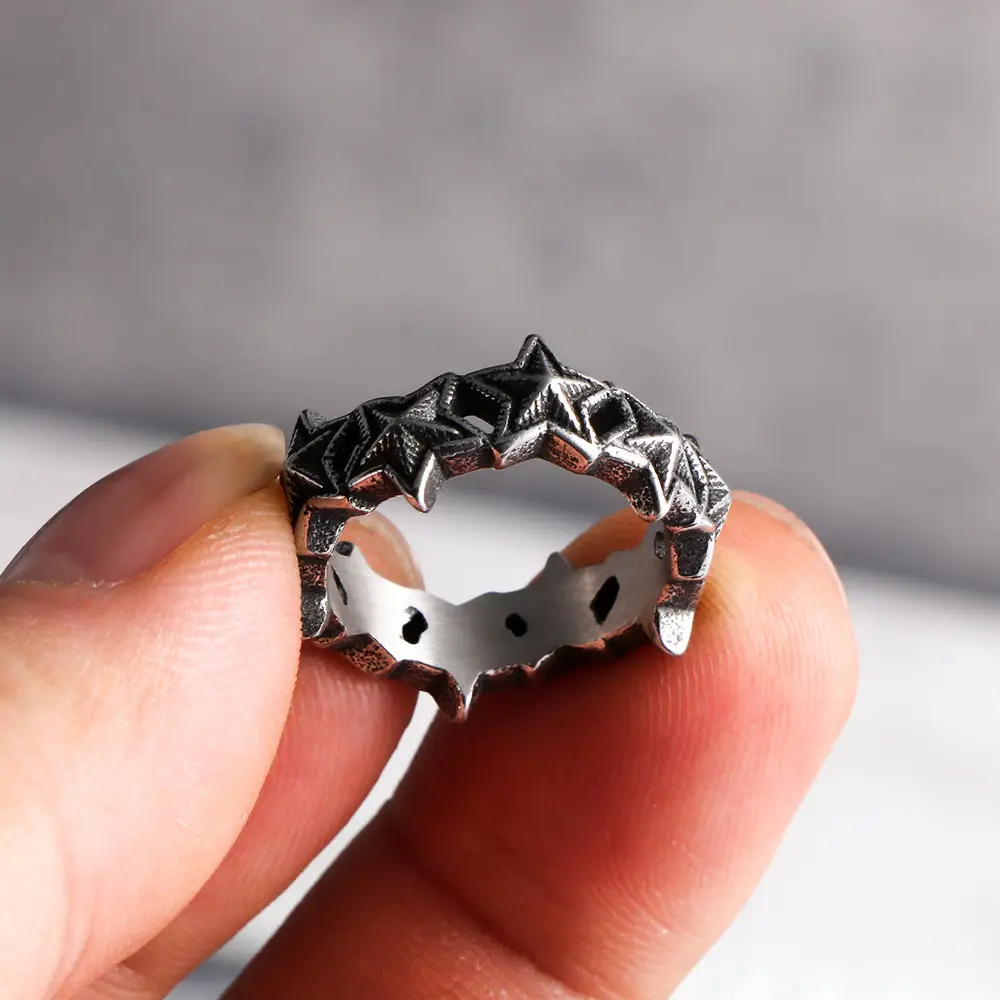 Stainless Steel Five Point Star Ring for Women