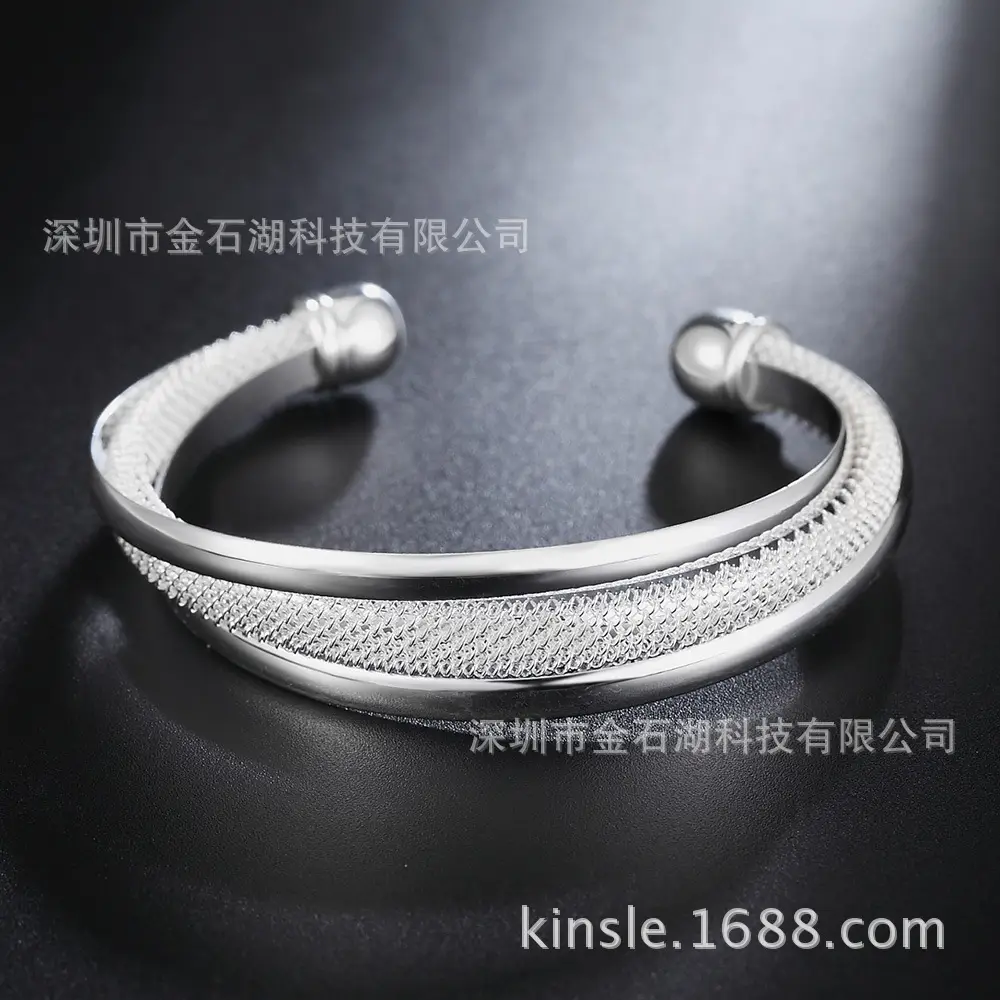 Silver Beveled Net Bracelet for Women