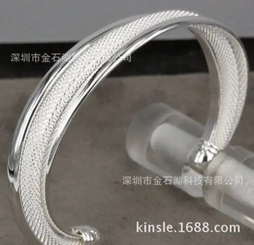 Silver Beveled Net Bracelet for Women