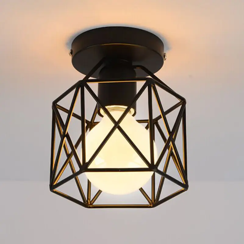 Modern Geometric Ceiling Lamp Black Wrought Iron LED