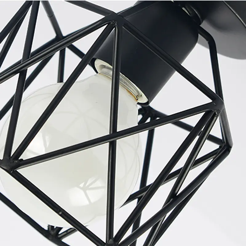 Modern Geometric Ceiling Lamp Black Wrought Iron LED