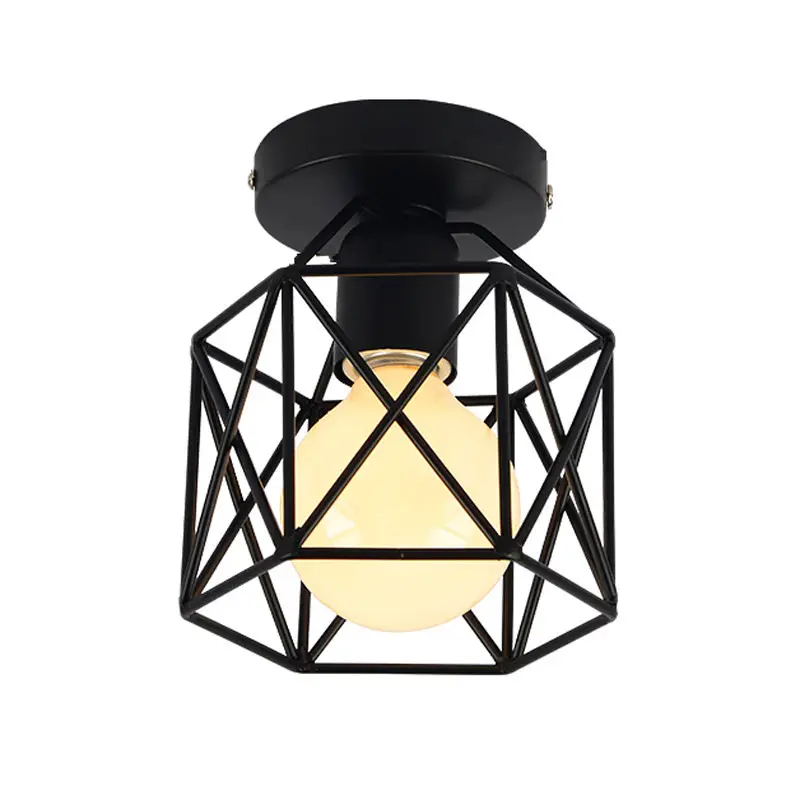 Modern Geometric Ceiling Lamp Black Wrought Iron LED