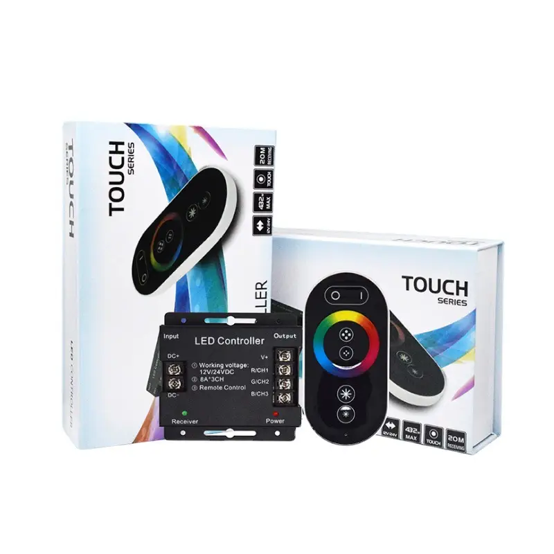 RF LED Wireless Touch Controller Black 12V DC