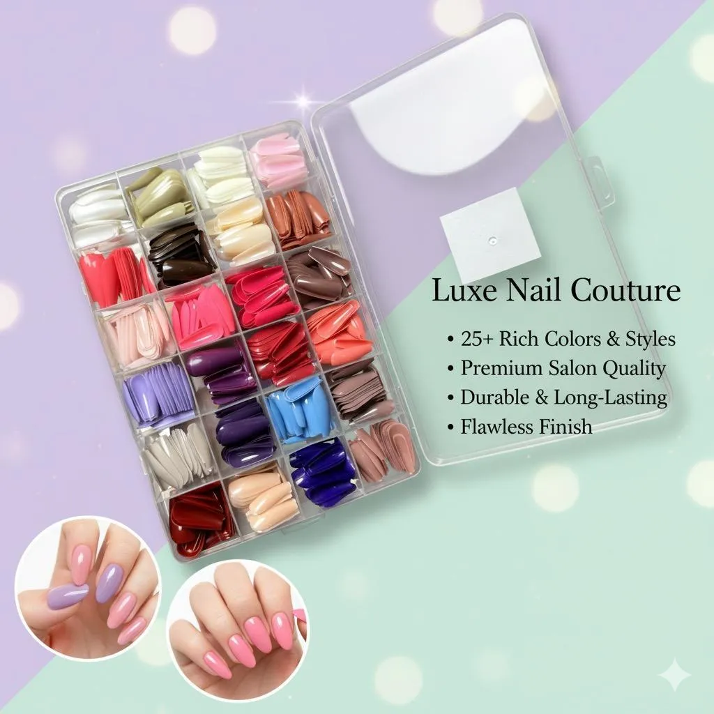 Nail Art Set 24 Colors Professional Salon Quality ABS Fake Nails