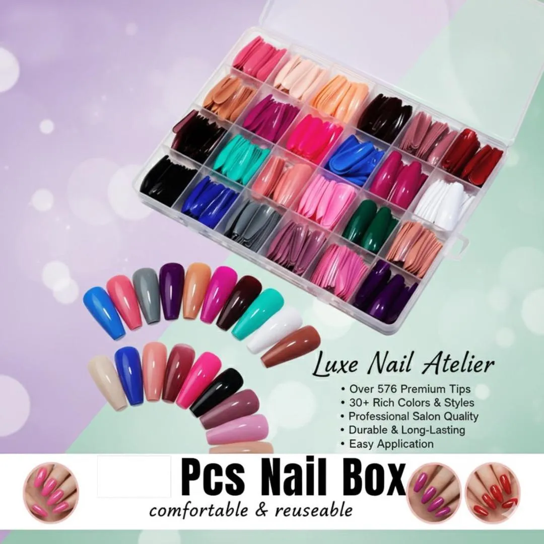 Nail Art Set 24 Colors Professional Salon Quality ABS Fake Nails