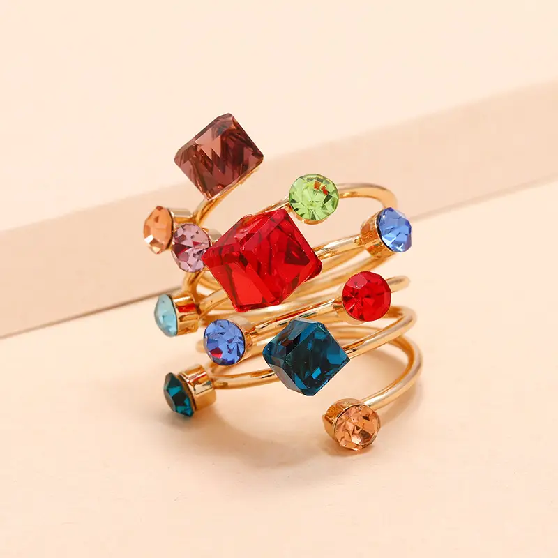 Crystal Gemstone Ring Spring Fashion Jewelry White
