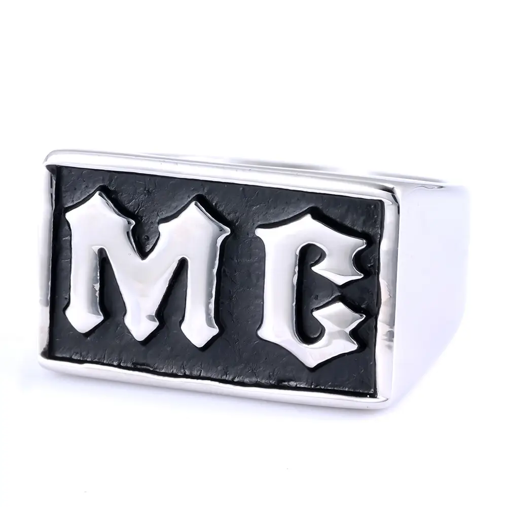 Stainless Steel MC Drop Ring Retro Women Gold