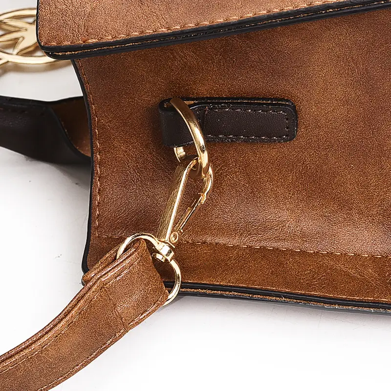 Multi-Piece Faux Leather Handbag Set Brown Star Charm