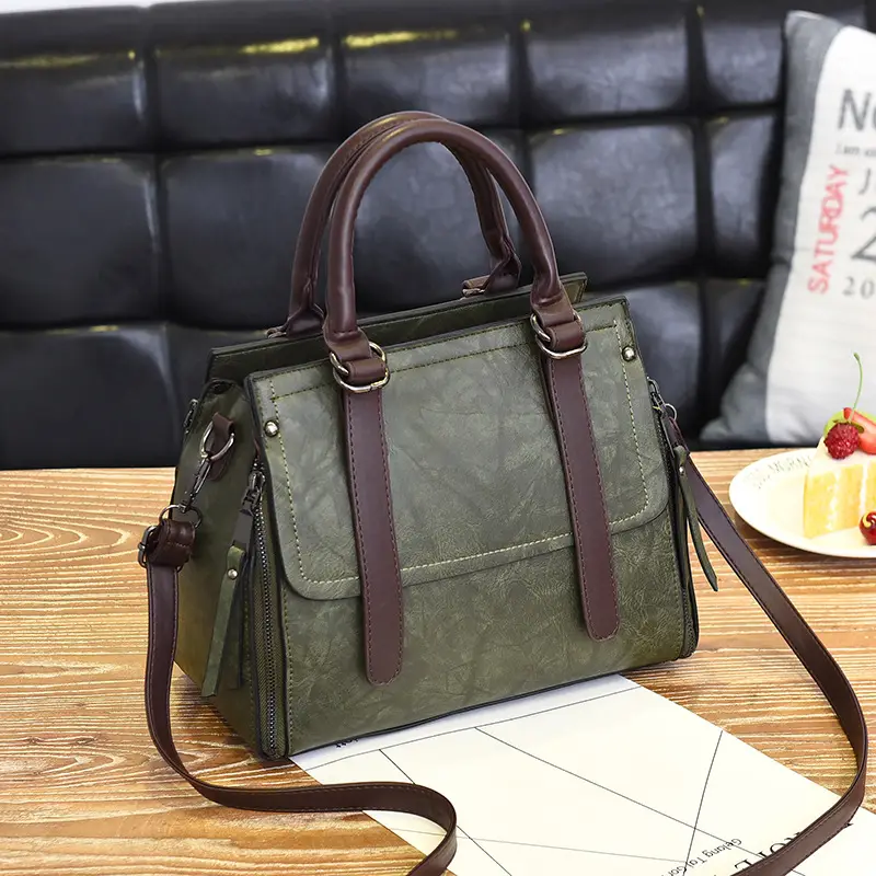 Women's Orange Boston Handbag with Shoulder Strap