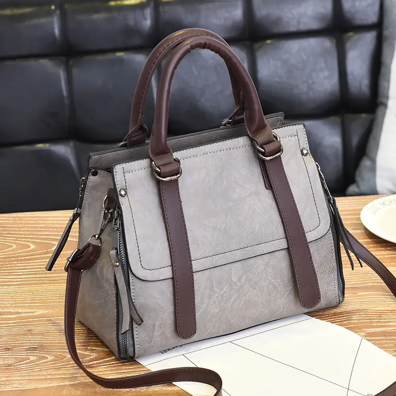 Women's Orange Boston Handbag with Shoulder Strap