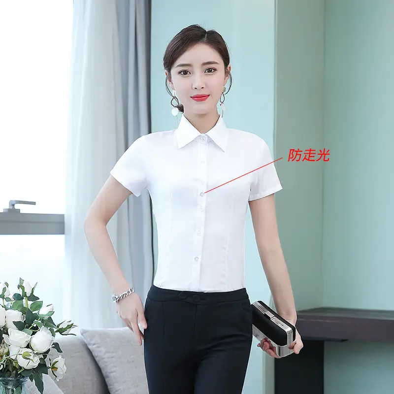 Women White Slim Fit Office Shirt Long & Short Sleeve Plus Size