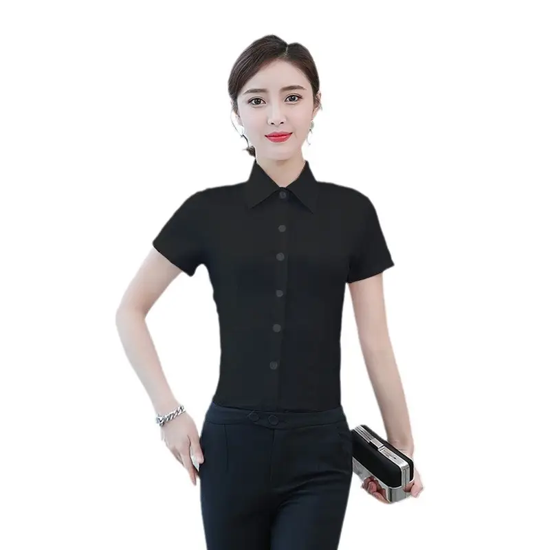 Women White Slim Fit Office Shirt Long & Short Sleeve Plus Size