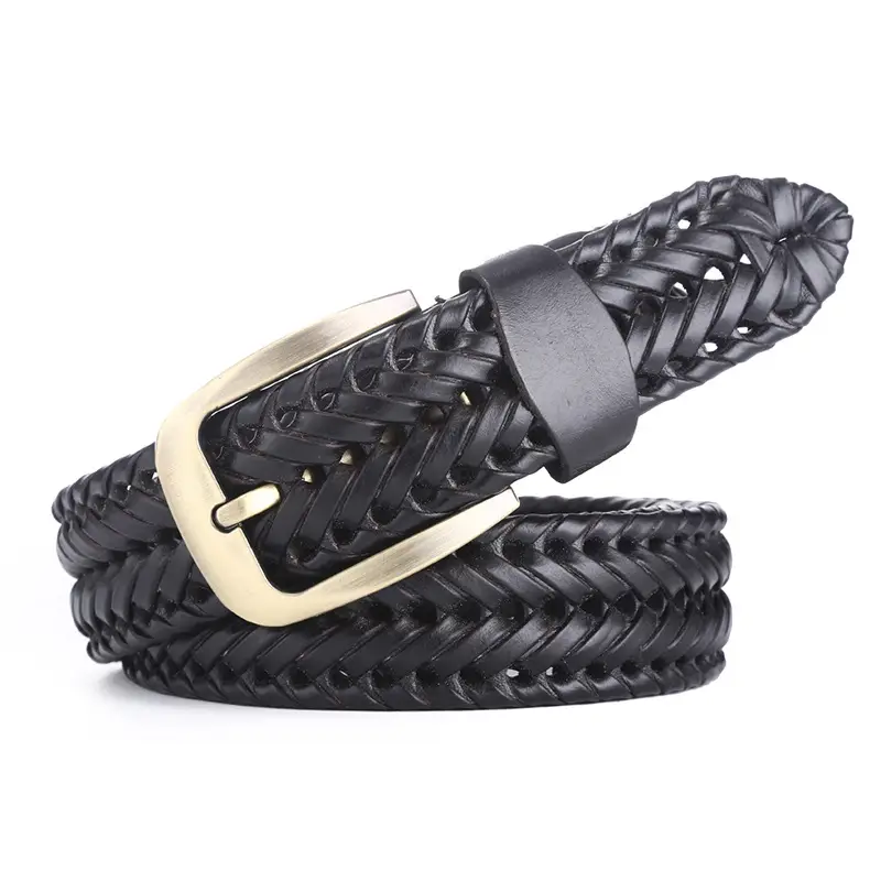 Woven Leather Belt for Men Women Vintage Punk Style