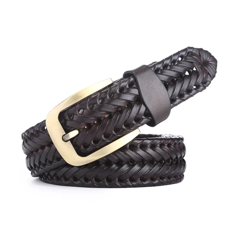 Woven Leather Belt for Men Women Vintage Punk Style