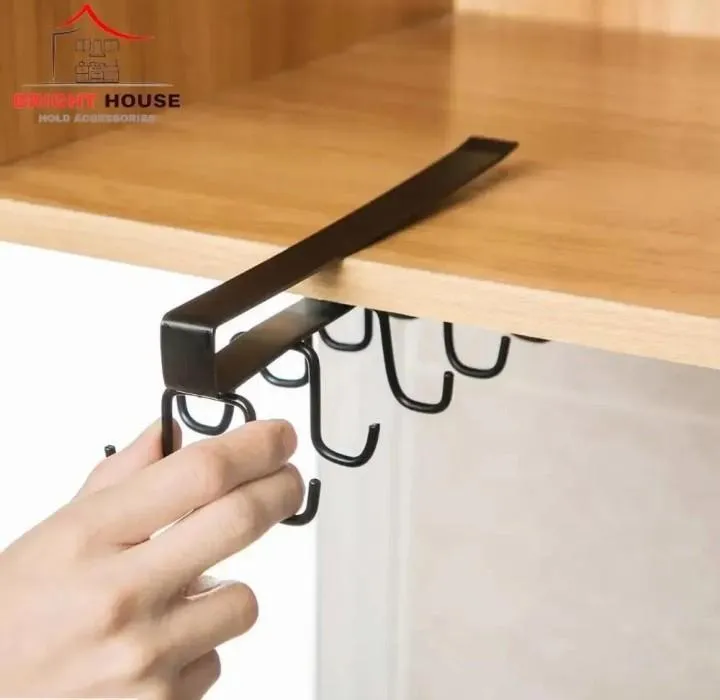 Black Metal Mug Stand for Kitchen & Office