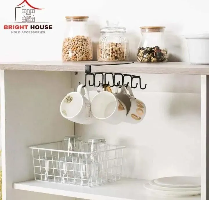 Black Metal Mug Stand for Kitchen & Office
