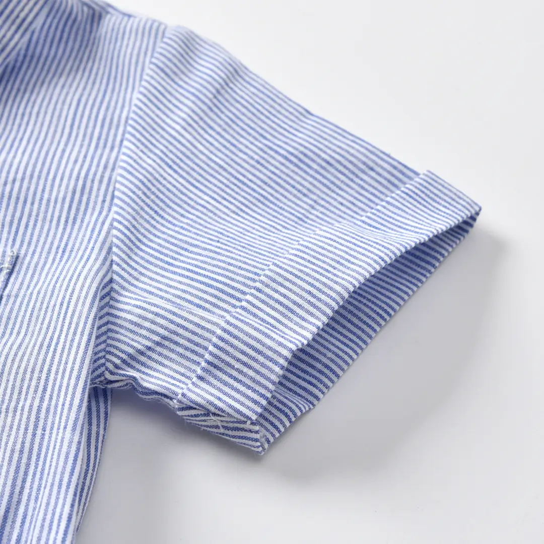 Kids 3-Piece Suit Blue White Striped Shorts Bow Tie