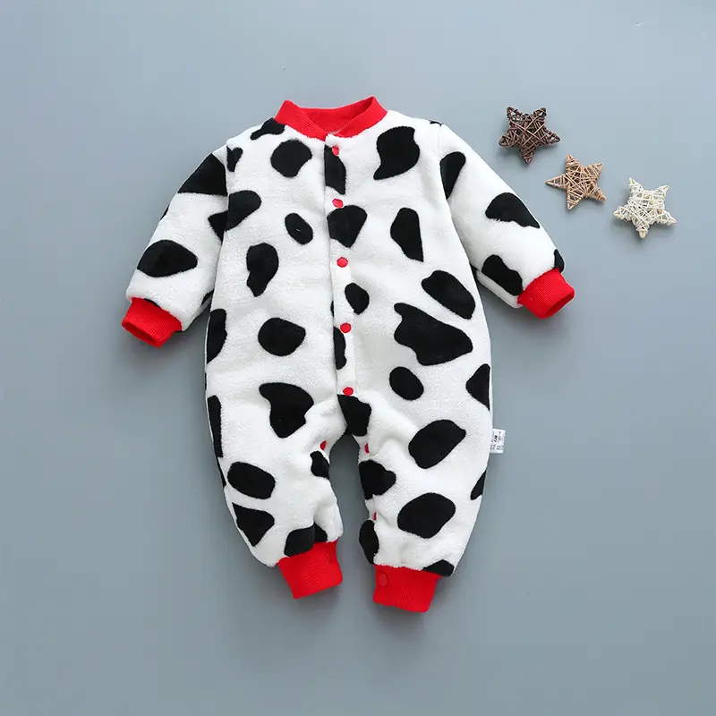 Baby Cow Print Flannel Suit Purple Heart Design
