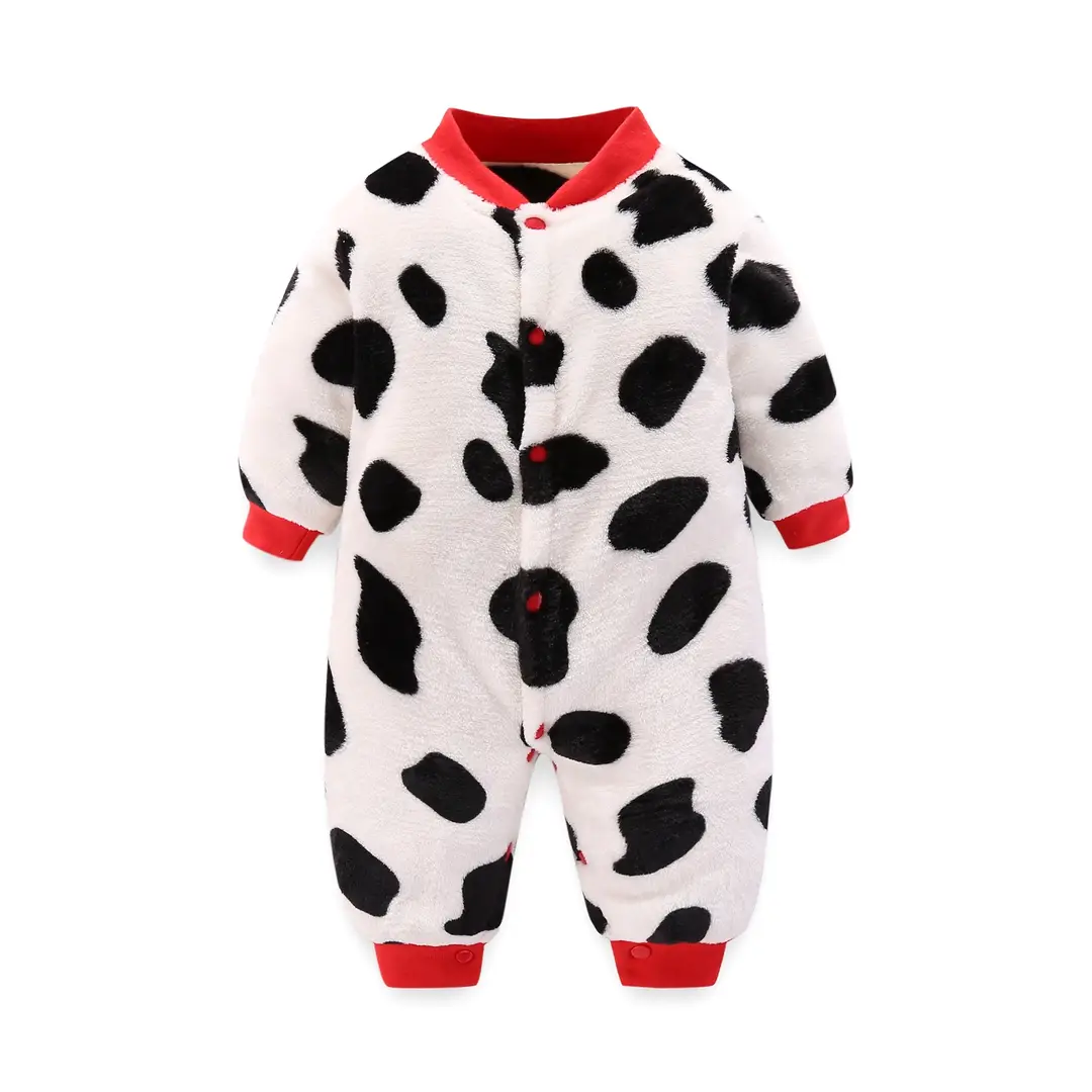 Baby Cow Print Flannel Suit Purple Heart Design