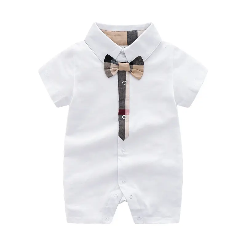Baby Rompers Navy White Bow Tie Cotton Summer Wear