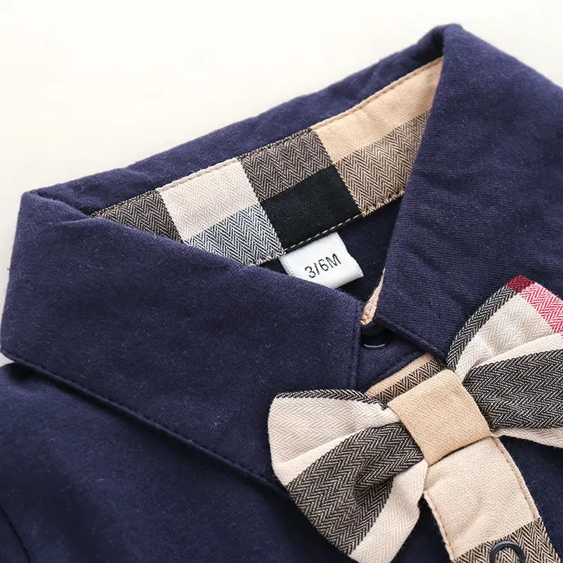 Baby Rompers Navy White Bow Tie Cotton Summer Wear