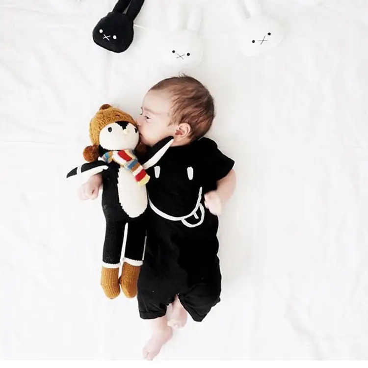 Baby Jumpsuit Black Short Sleeve Soft Breathable