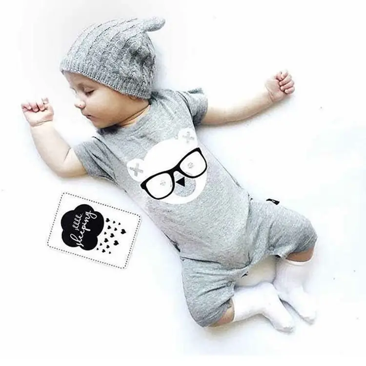 Baby Jumpsuit Black Short Sleeve Soft Breathable