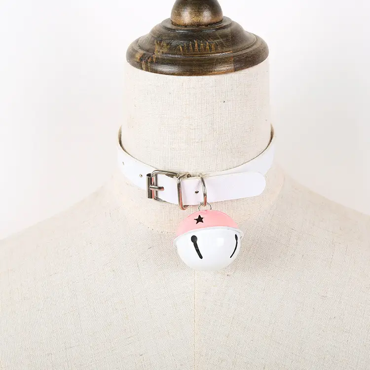Black Leather Bell Collar for Couples
