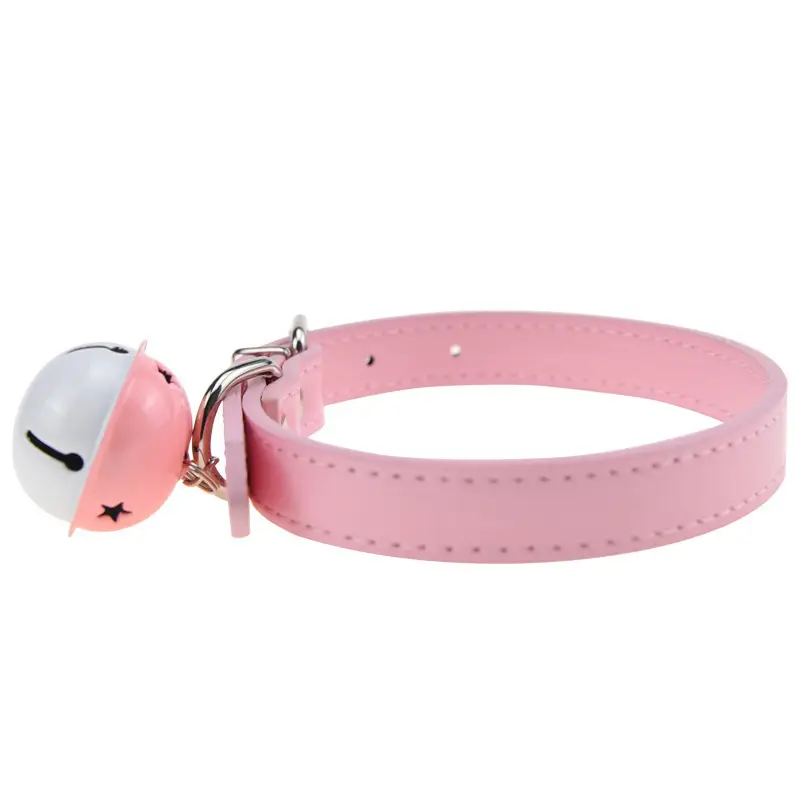 Black Leather Bell Collar for Couples
