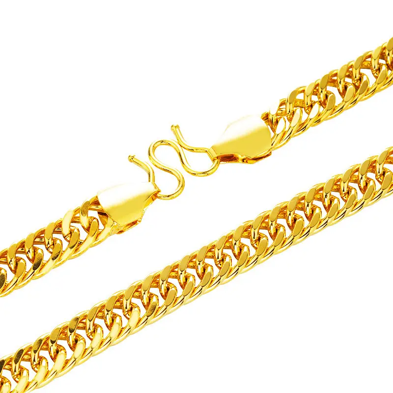 Men Gold Boss Chain Necklace Double Buckle Glossy