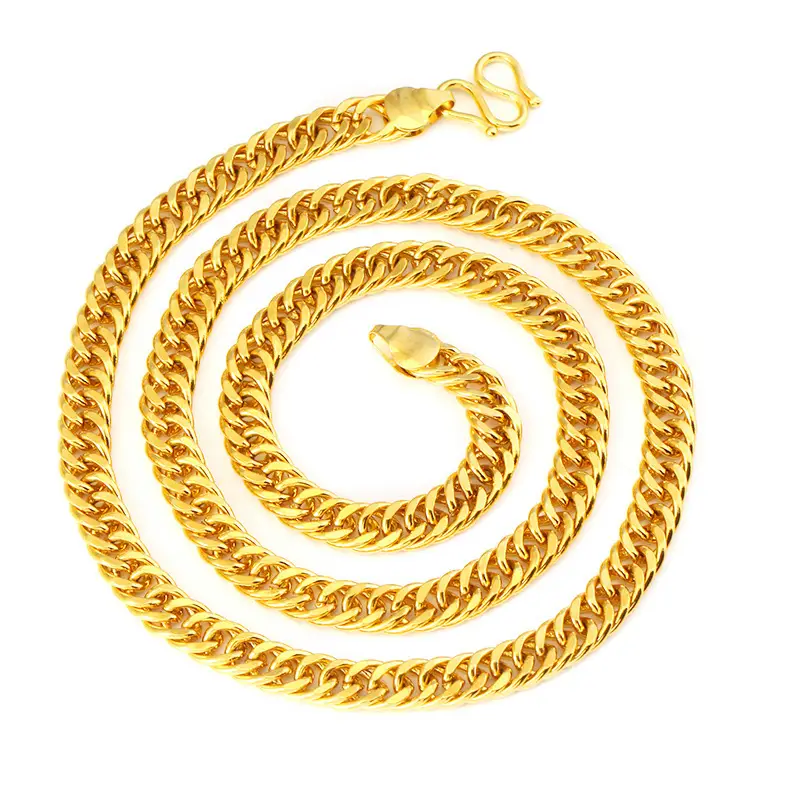 Men Gold Boss Chain Necklace Double Buckle Glossy