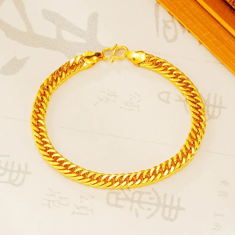 Men Gold Boss Chain Necklace Double Buckle Glossy