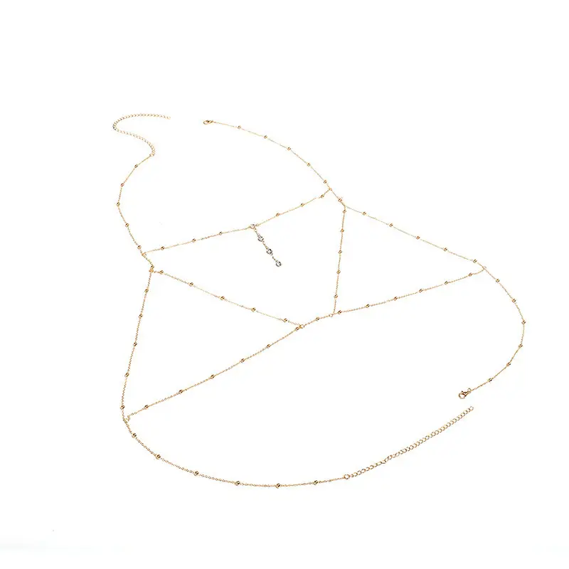 Golden Body Chain Necklace with Diamond Pendants for Women