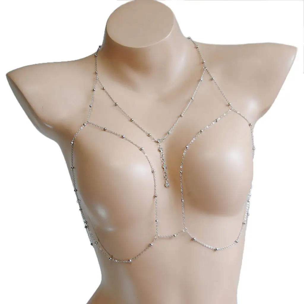 Golden Body Chain Necklace with Diamond Pendants for Women