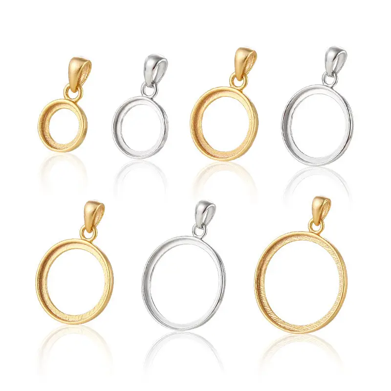 S925 Silver Round Pendant Holder Empty Frame