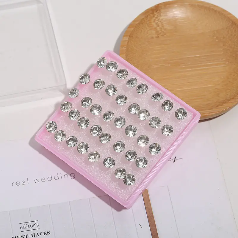 White Transparent Rhinestone Earrings for Women